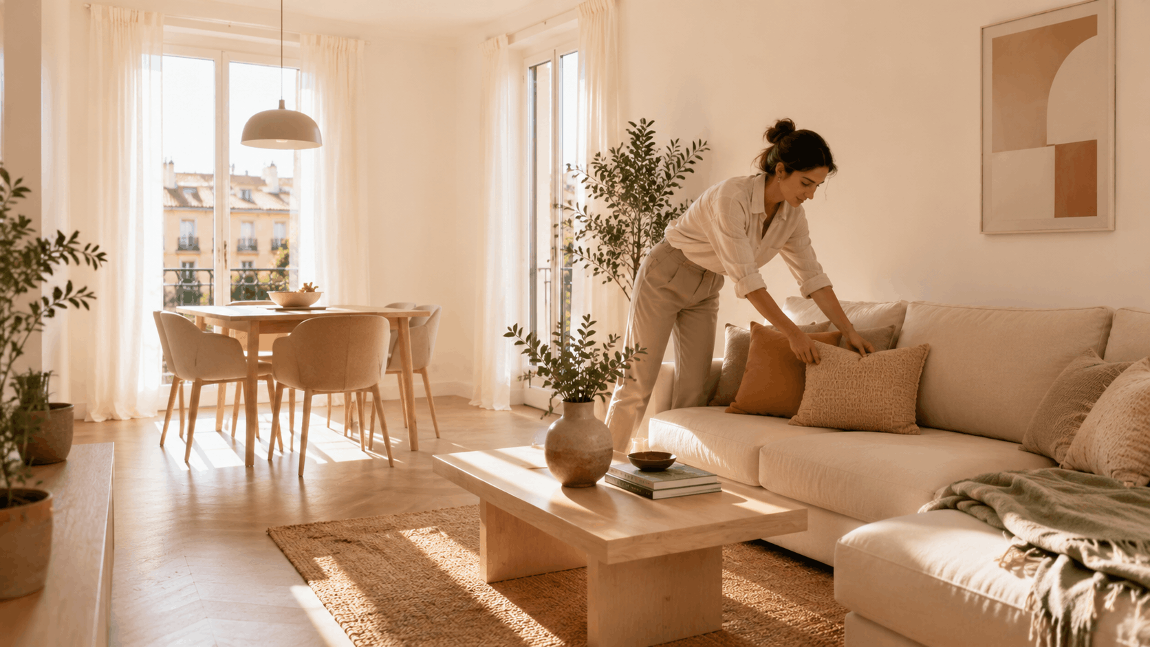 Vivienda preparada mediante home staging para mejorar su presentación en alquiler